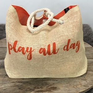 Beach market tote bag play all day jute rope